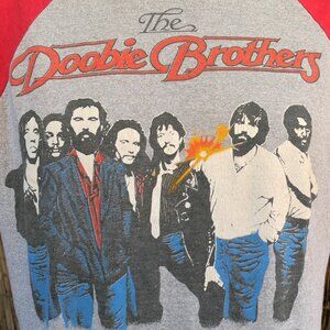 80's Vintage 1980 DOOBIE BROTHERS Tour Raglan Jersey T Shirt L Velva Sheen Tag